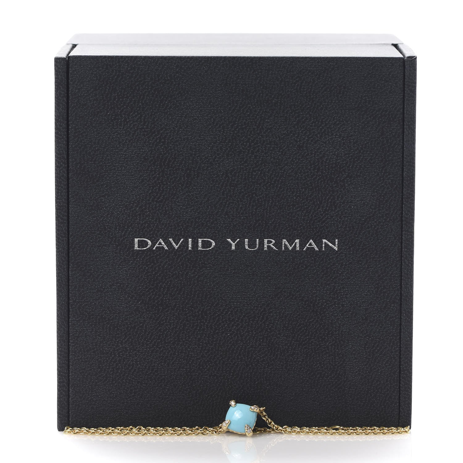 David Yurman 18K Yellow Gold Diamond Turquoise 8mm Chatelaine Bracelet 6 of 6