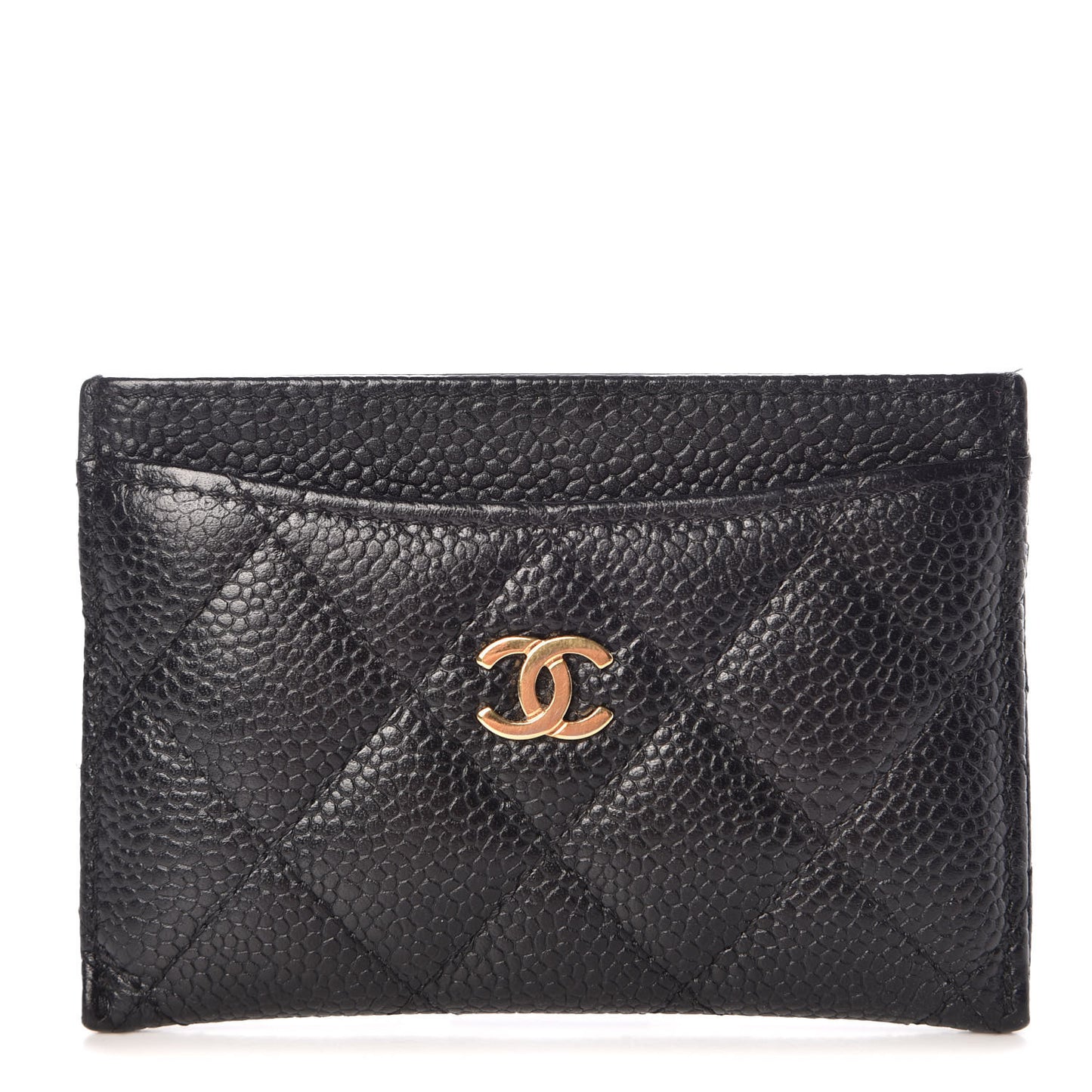 Caviar Quilted Card Holder Black
