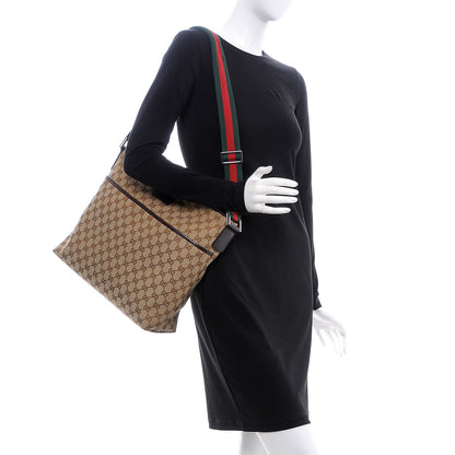 Gucci Monogram Web Medium Flat Messenger Bag Brown 2 of 7