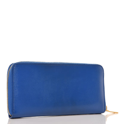 Saint Laurent Patent Grain De Poudre Classic Letters Zip Around Wallet Royal Blue 3 of 10