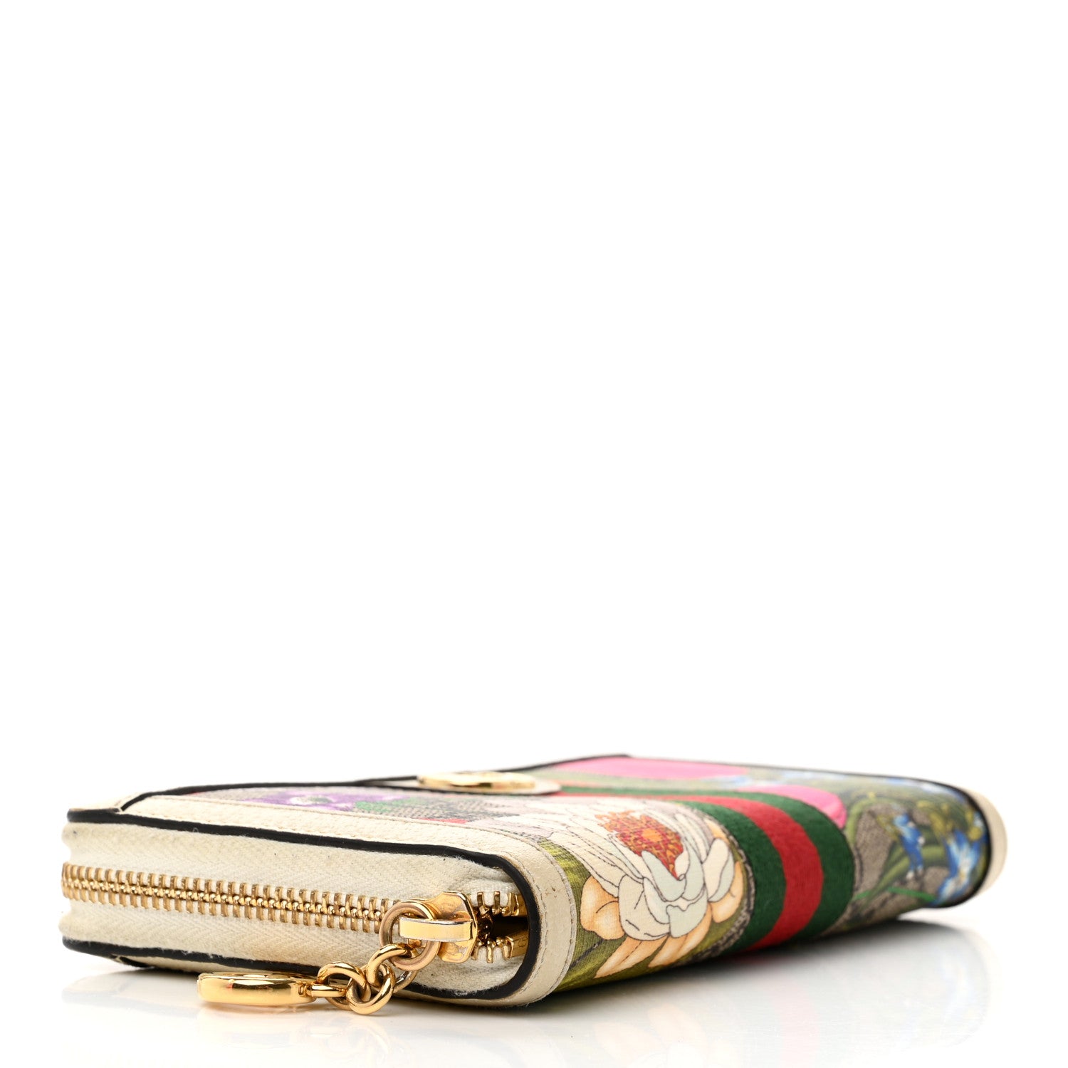 Gucci GG Supreme Monogram Flora Ophidia Zip Around Wallet White 4 of 13
