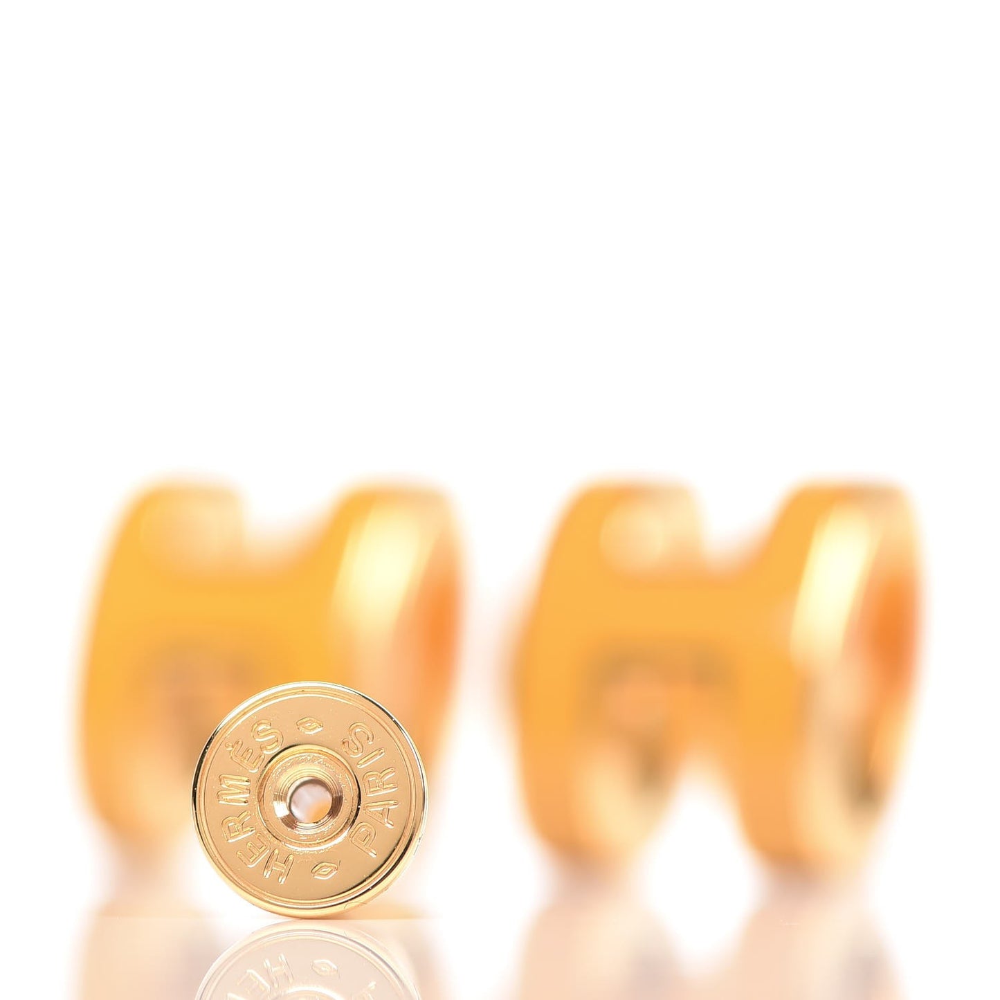 Gold Lacquered Pop H Earrings Jaune Madras