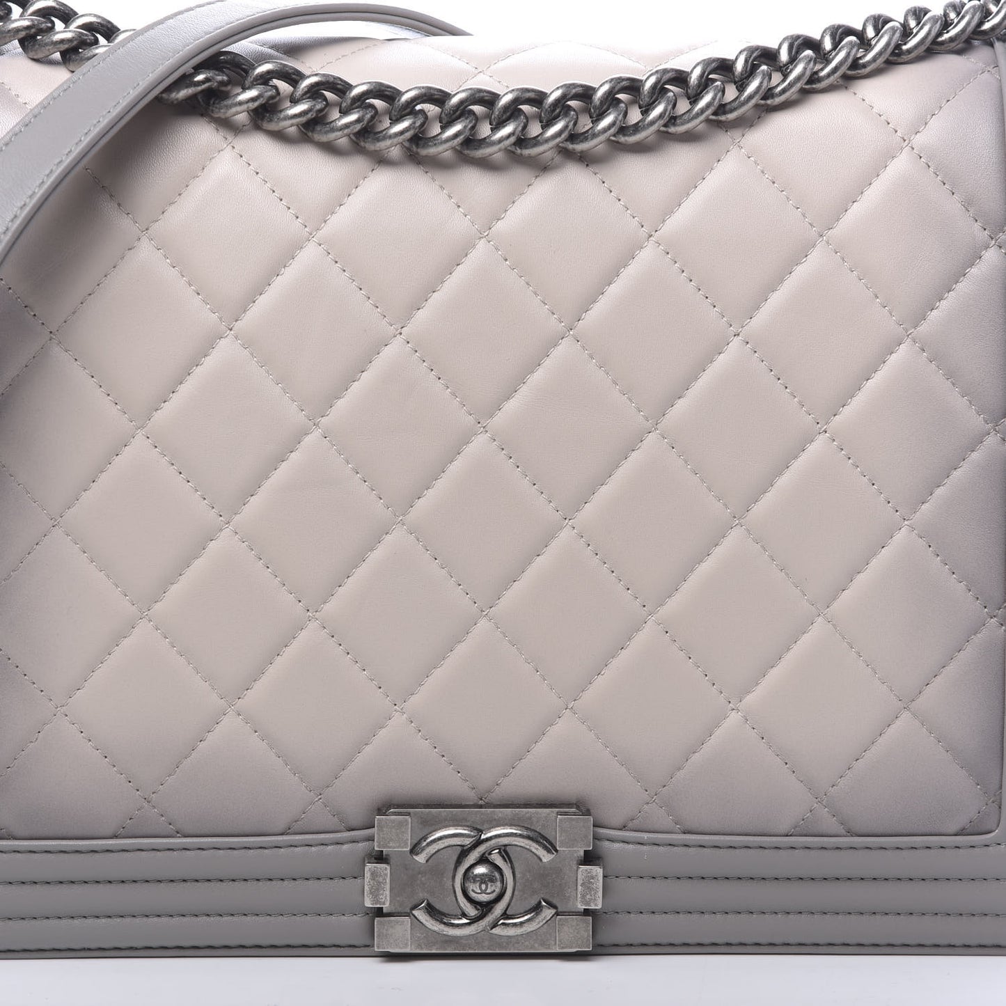 Calfskin Ombre Quilted Large Boy Flap Grey Beige