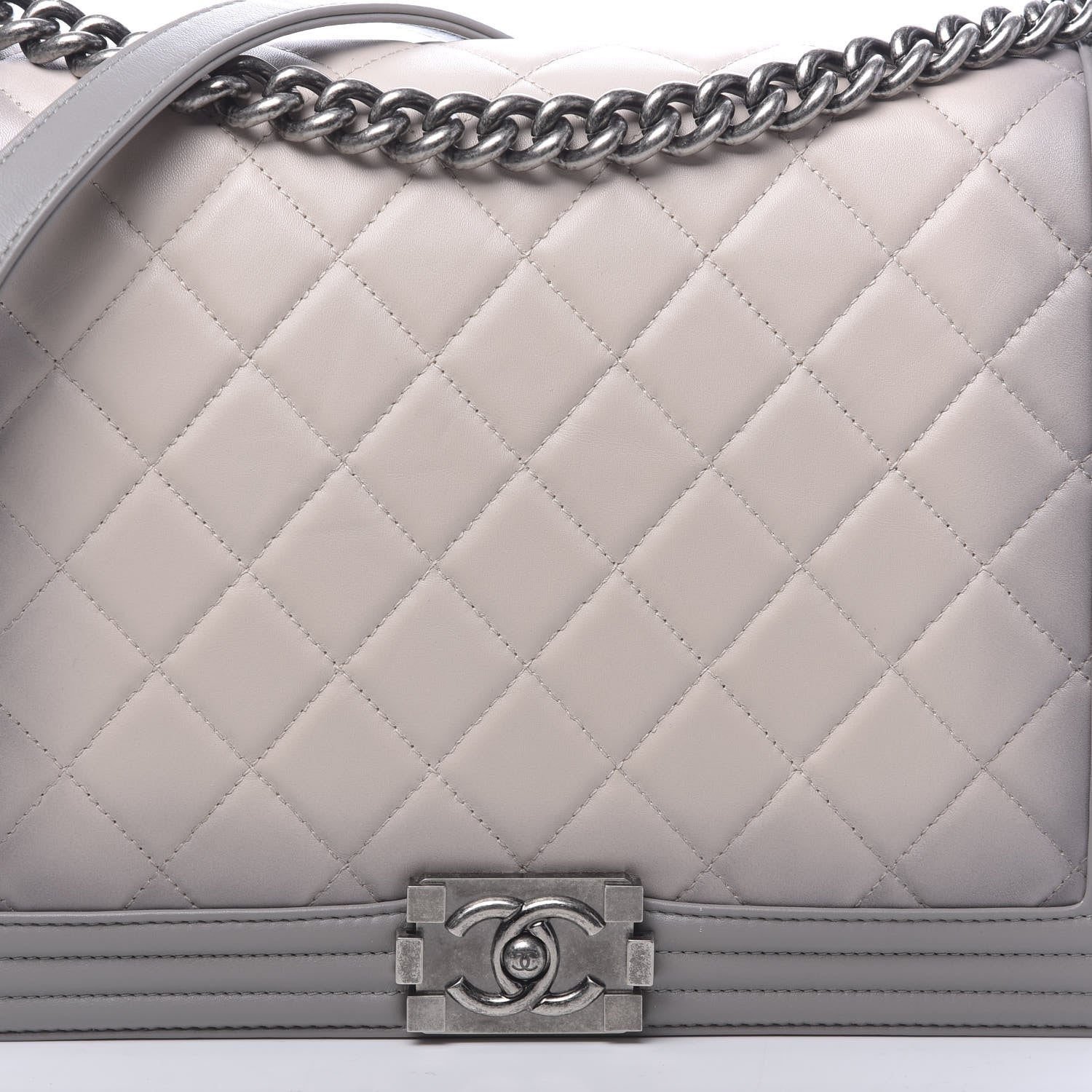 Chanel Calfskin Ombre Quilted Large Boy Flap Grey Beige 10 of 10