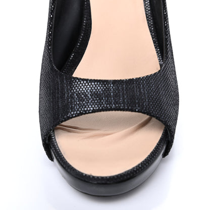 Chanel Shimmer Fabric Peep Toe Slingback Pumps 39 Black 14 of 20