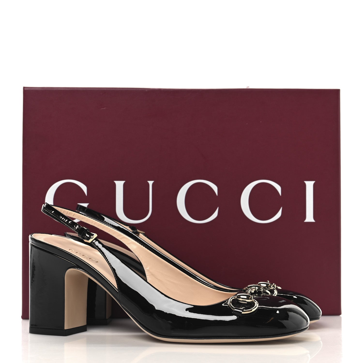 Gucci Vernice Crystal Horsebit Lady Slingback Pumps 38.5 Black 10 of 10