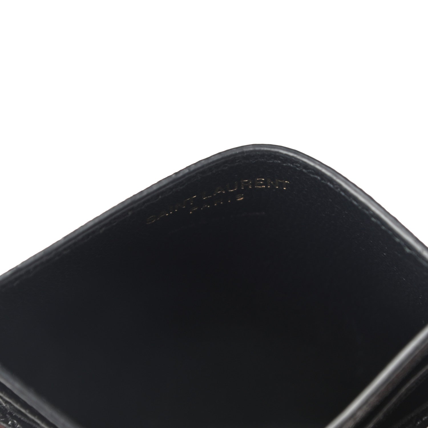 Saint Laurent Grain De Poudre Matelasse Chevron Monogram Credit Card Case Black 5 of 8