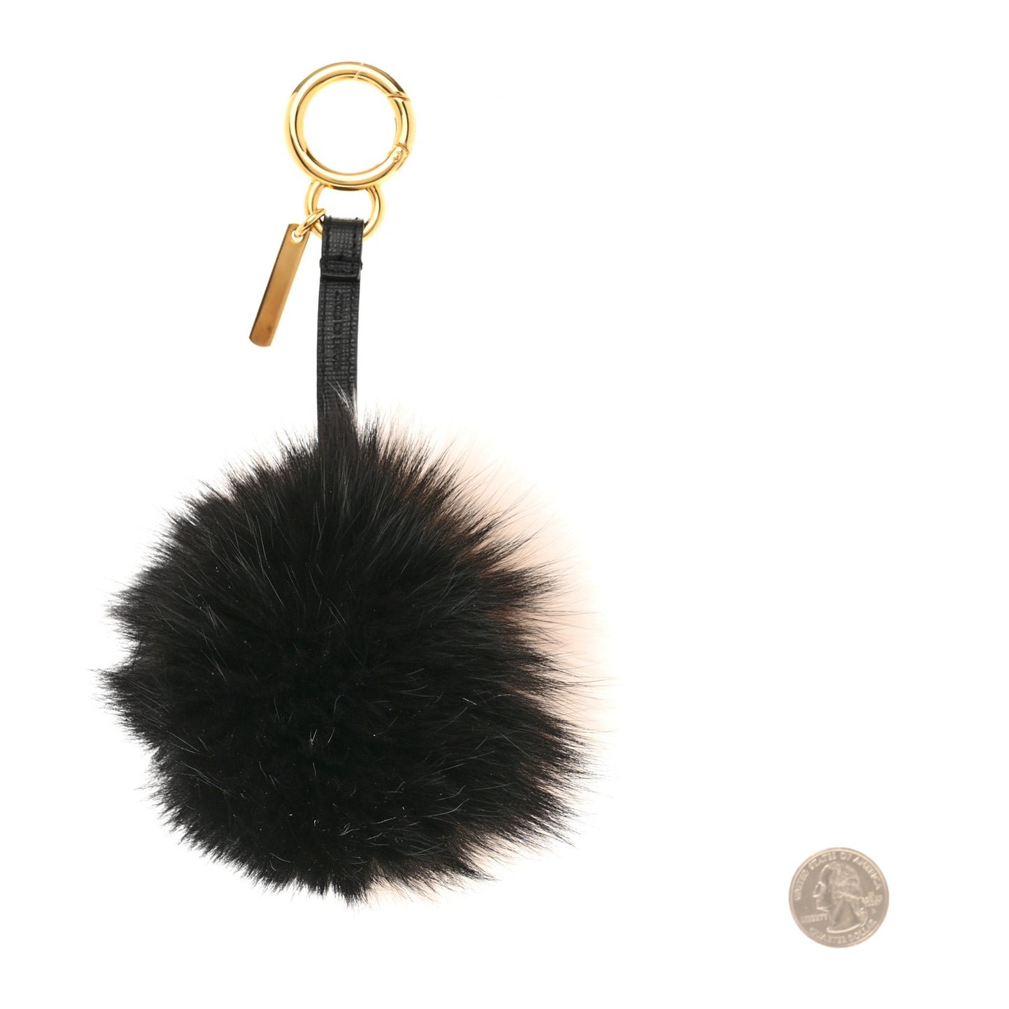 Fox Fur Pom Pom Bag Charm Black White