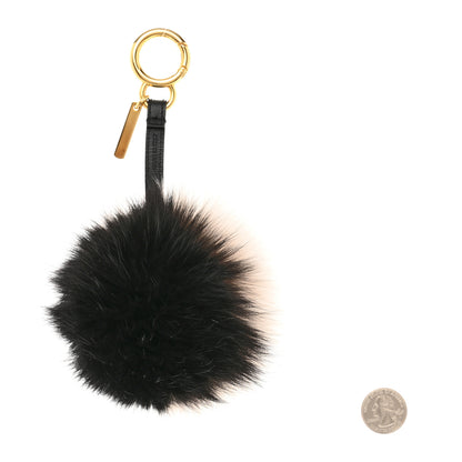 Fendi Fox Fur Pom Pom Bag Charm Black White 2 of 4