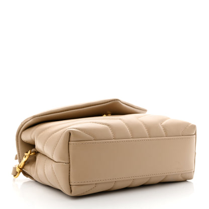 Saint Laurent Calfskin Y Quilted Monogram Toy Loulou Crossbody Bag Dark Beige 4 of 11