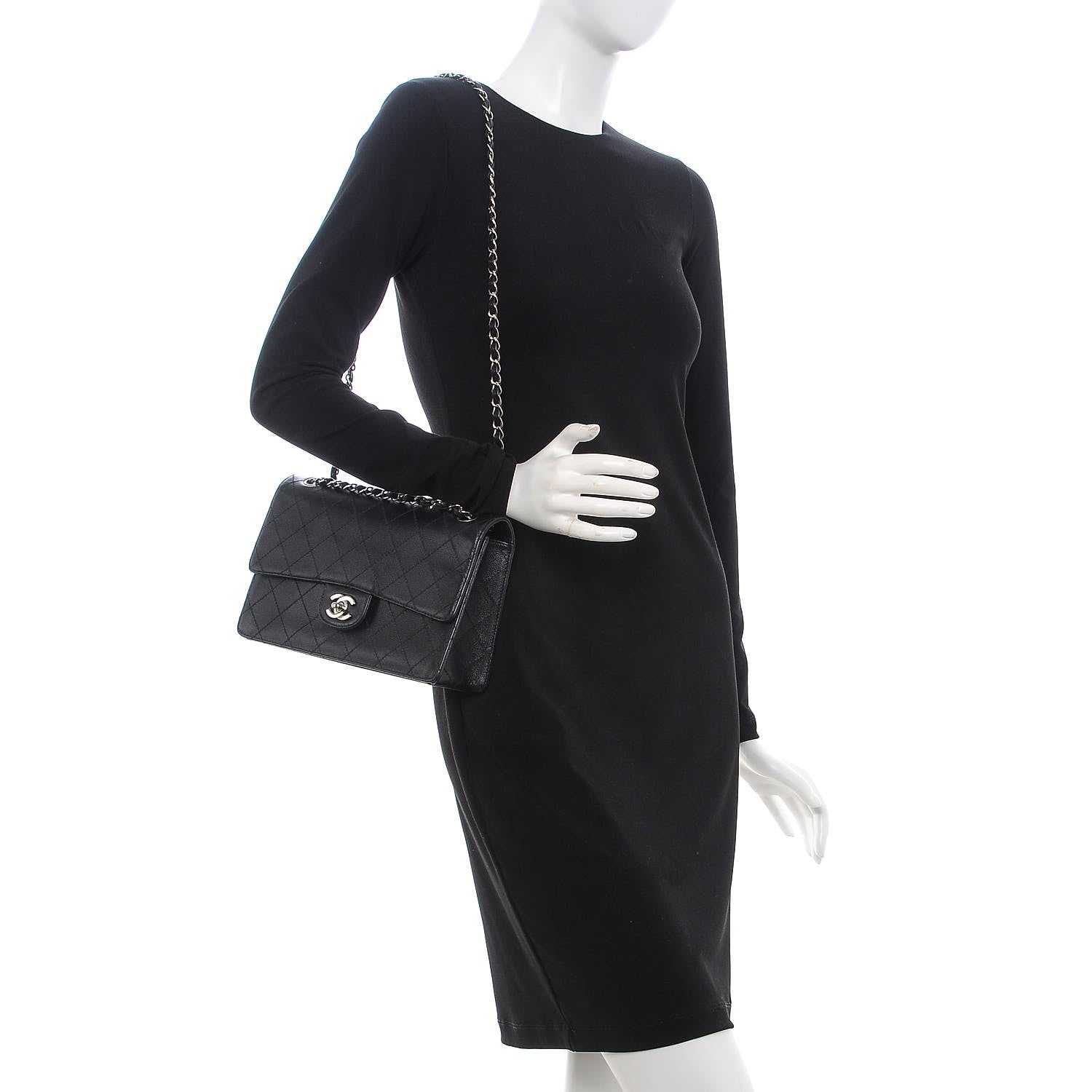 Chanel Caviar Stitch Medium Single Flap Black 2 of 11