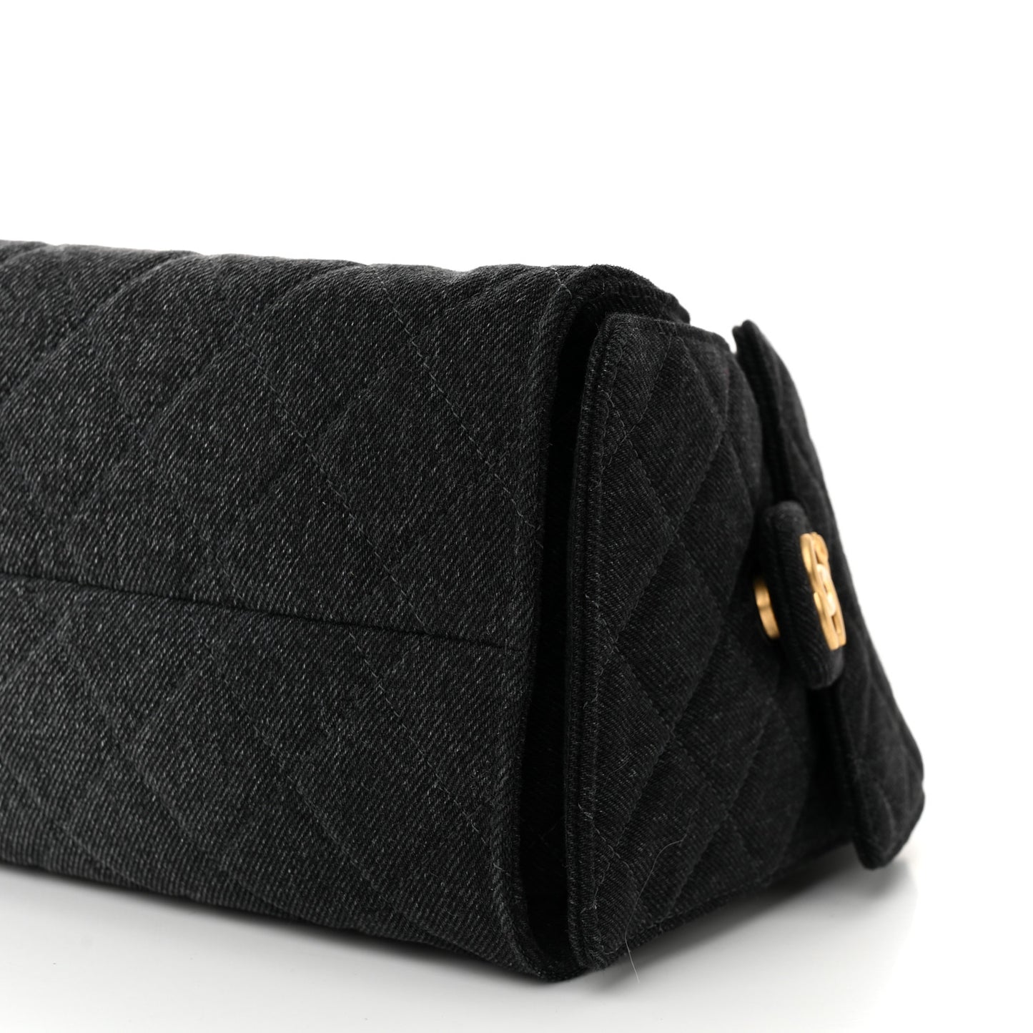 Washed Denim Quilted Small Chanel 25 Handbag Black