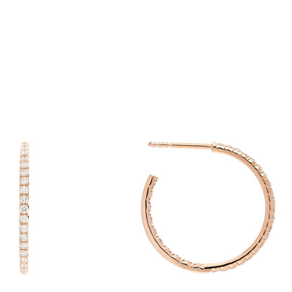 Tiffany 18K Rose Gold Diamond Medium Metro Hoop Earrings 1 of 4