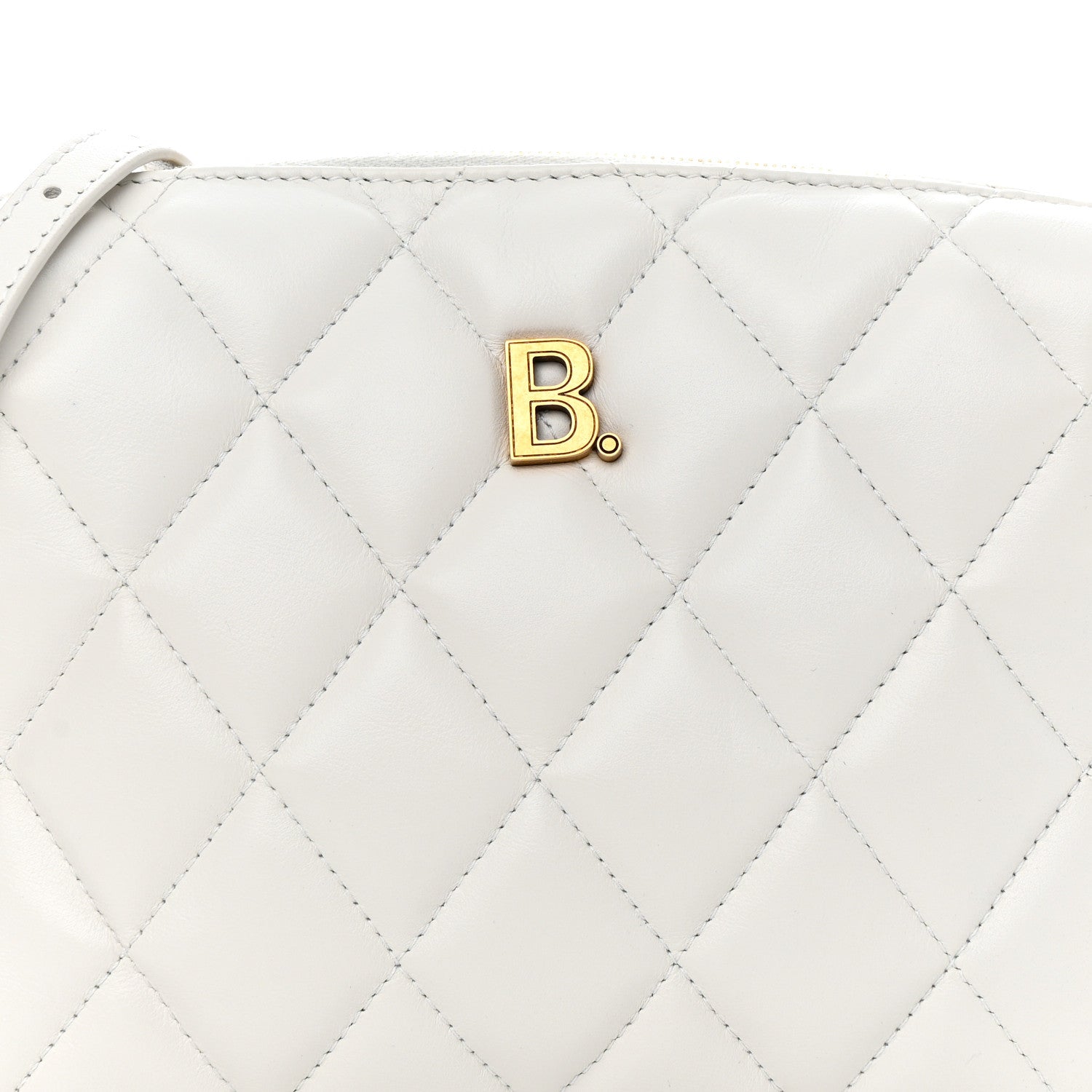 Balenciaga Nappa Calfskin Quilted Touch B Camera Shoulder Bag White 8 of 13