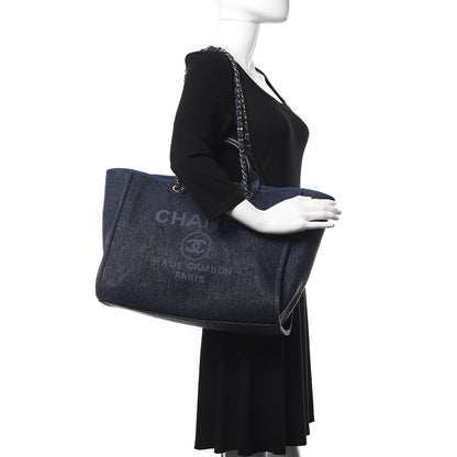 Chanel Woven Straw Raffia Large Deauville Tote Dark Blue 2 of 11