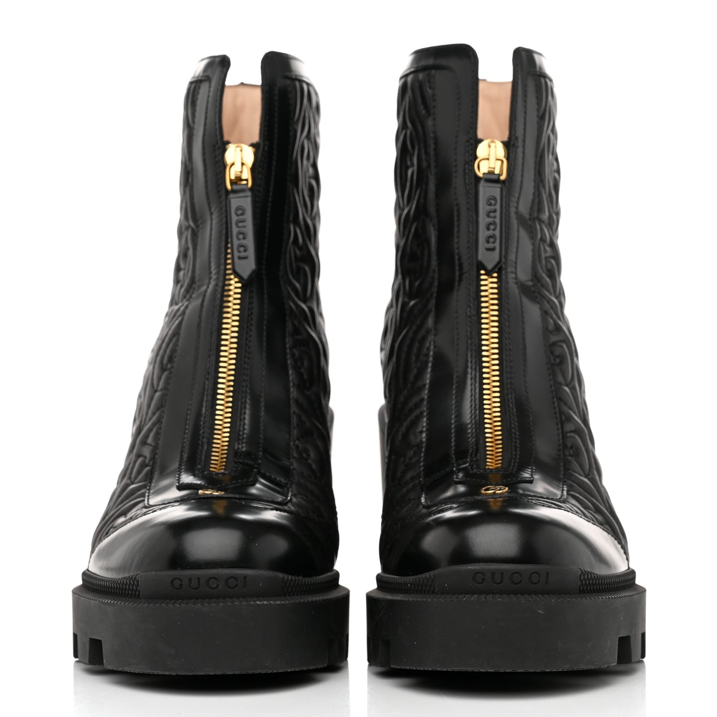 Calfskin Nappa Rhombus Quilted Trip Ankle Boots 39 Black