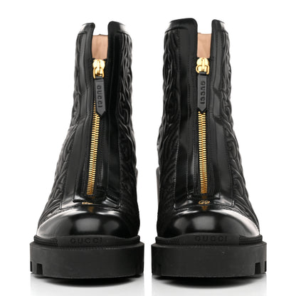 Gucci Calfskin Nappa Rhombus Quilted Trip Ankle Boots 39 Black 2 of 9