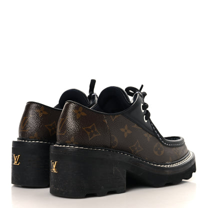 Louis Vuitton Monogram Calfskin Beaubourg Platform Derby Shoes 36 Brown 5 of 9