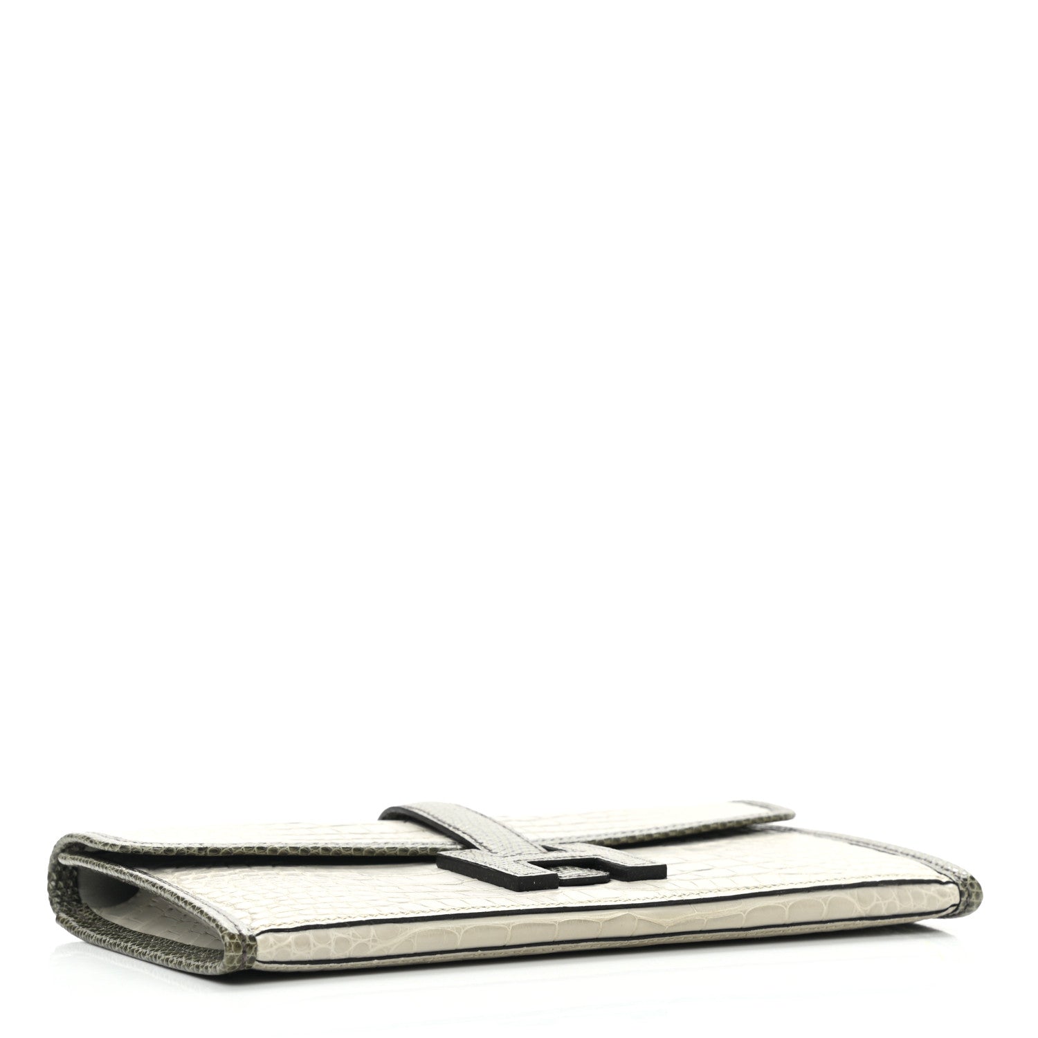 Hermes Matte Alligator Lizard Jige Duo Clutch Beton Vert Olive 5 of 8