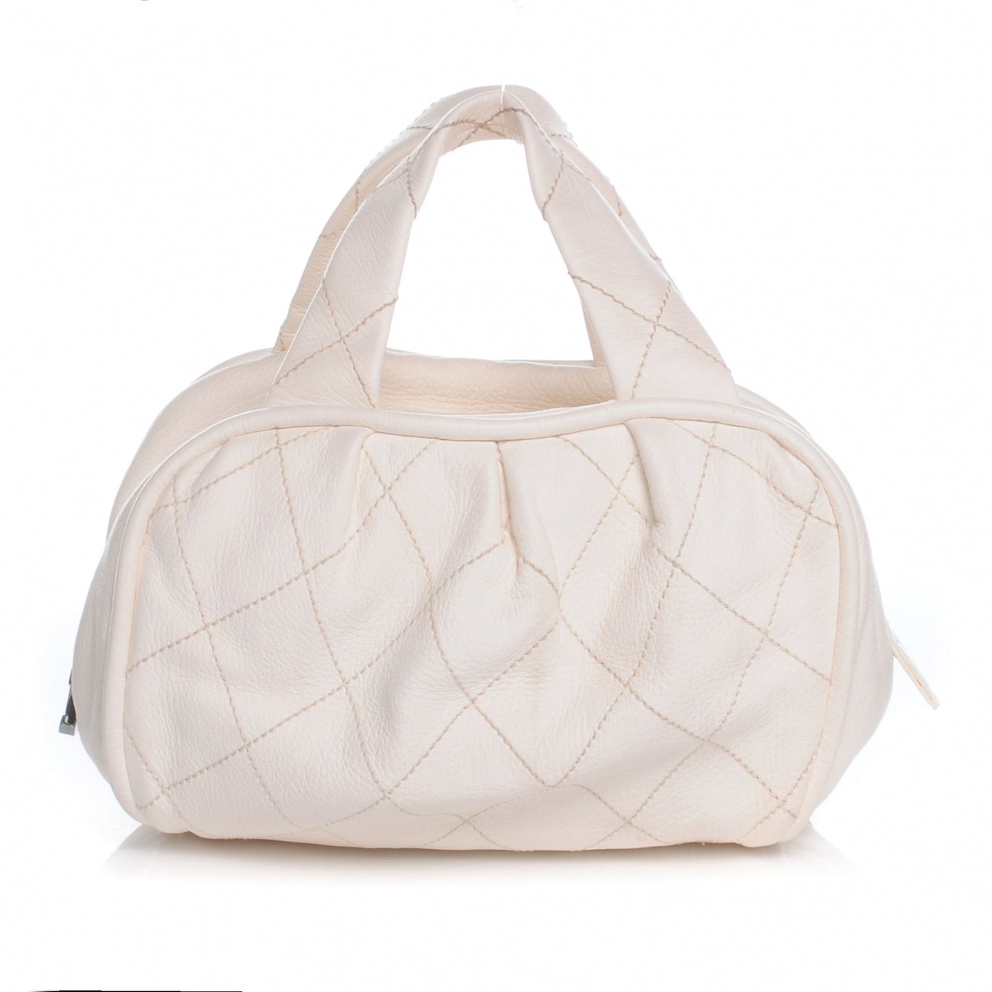Calfskin Round Bowling Bag White