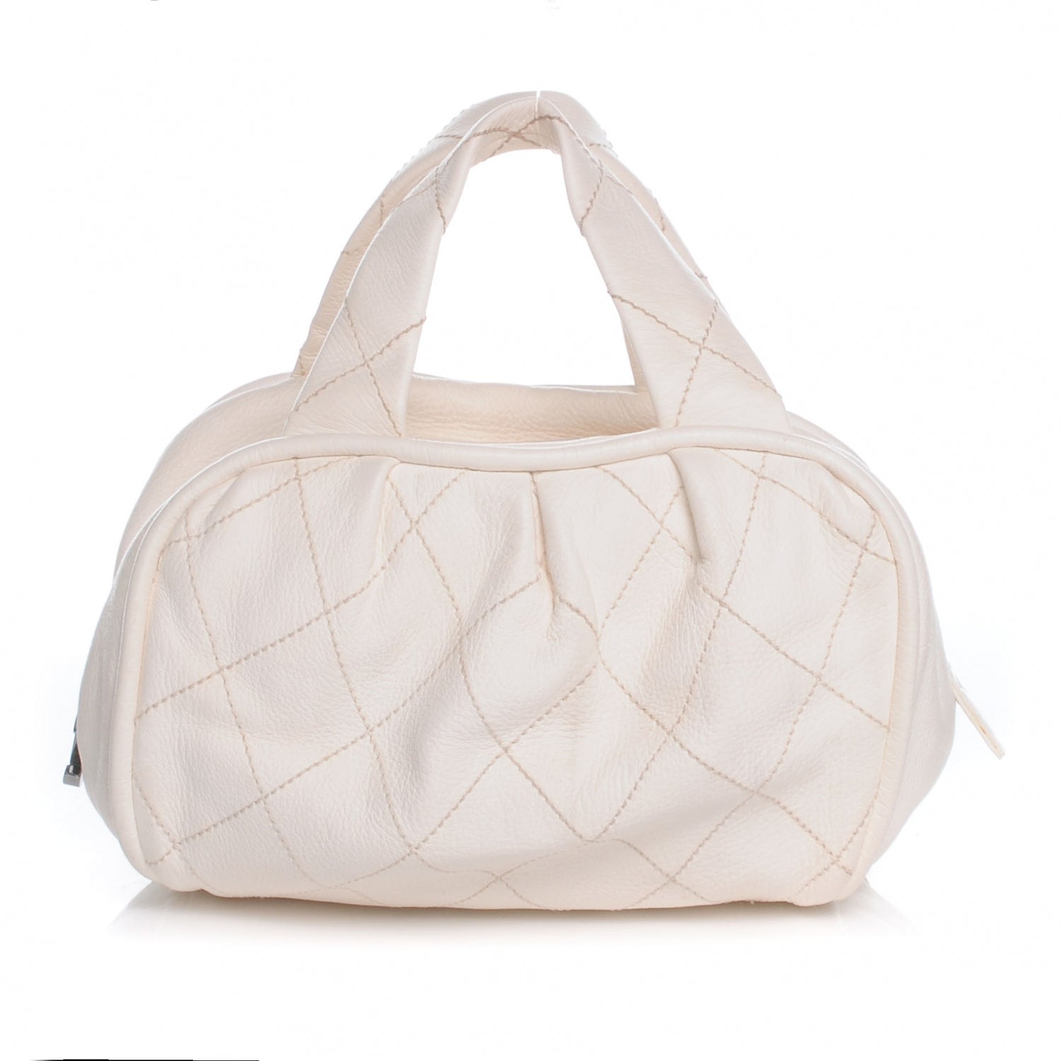 Chanel Calfskin Round Bowling Bag White 3 of 7