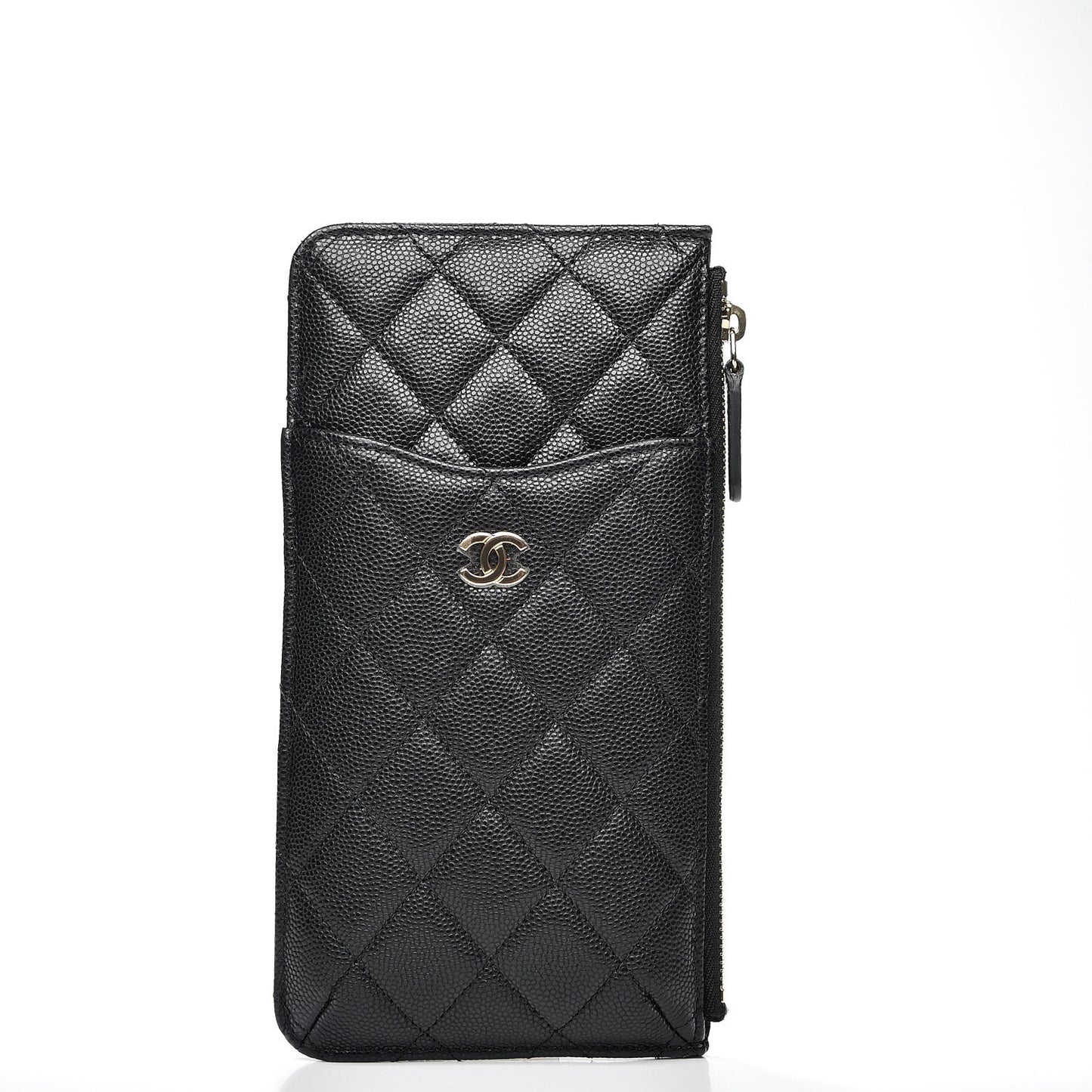 Caviar Quilted Classic Flat Wallet Pouch Black