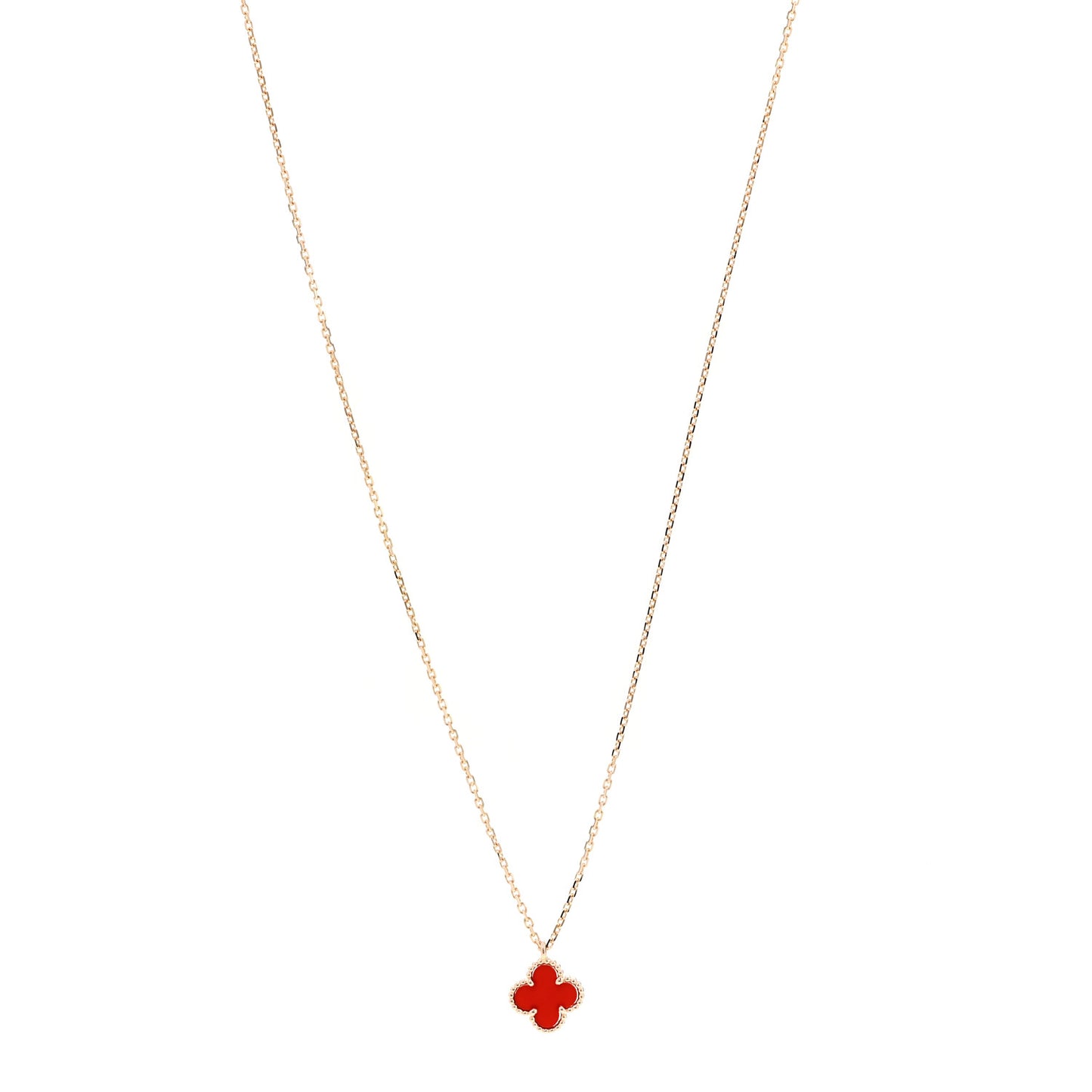 18K Rose Gold Carnelian Sweet Alhambra Pendant Necklace