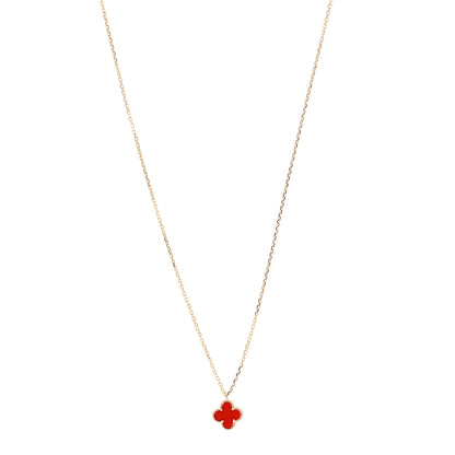 Van Cleef & Arpels 18K Rose Gold Carnelian Sweet Alhambra Pendant Necklace 1 of 7