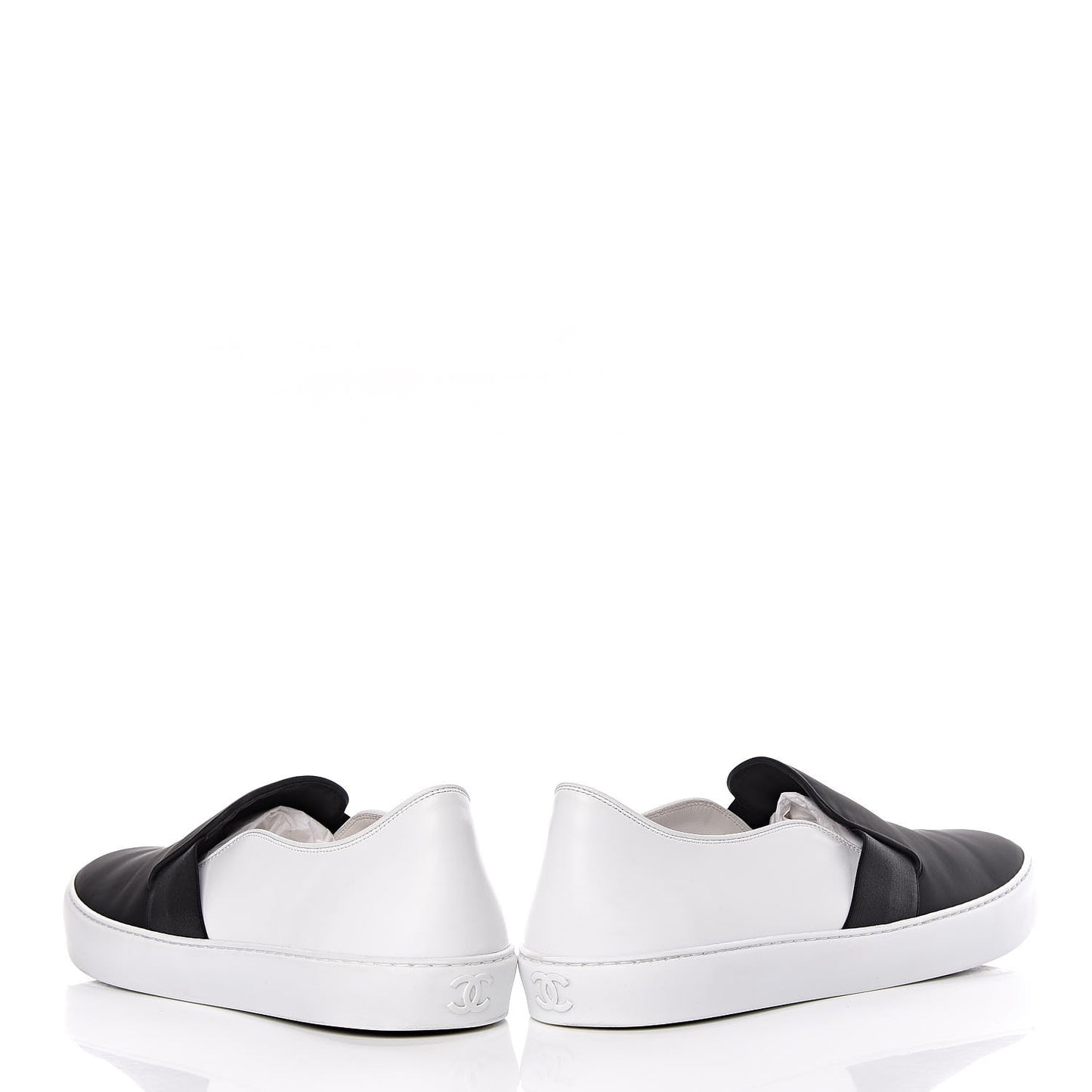 Calfskin Slip On Sneakers 45 White Black