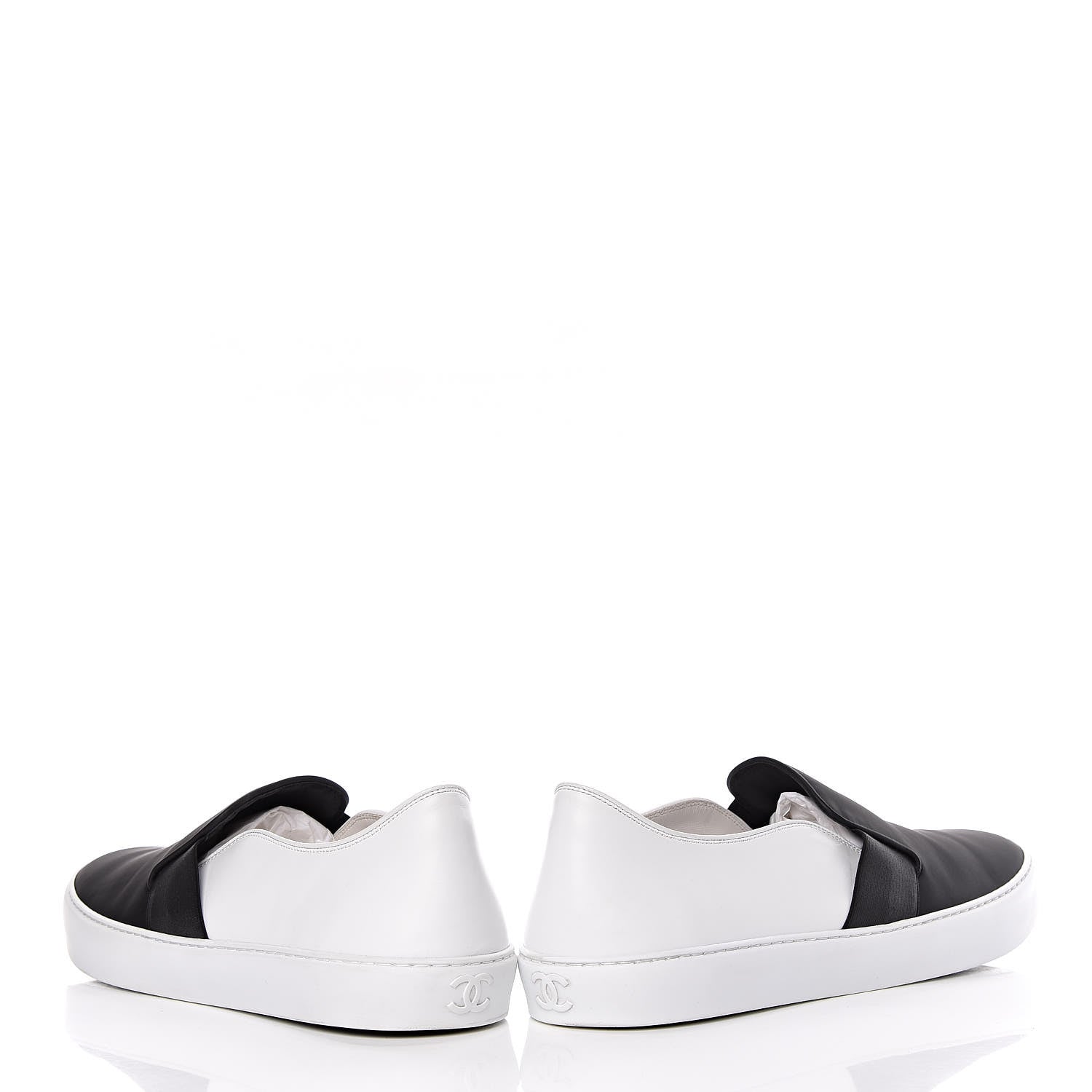 Chanel Calfskin Slip On Sneakers 45 White Black 14 of 16