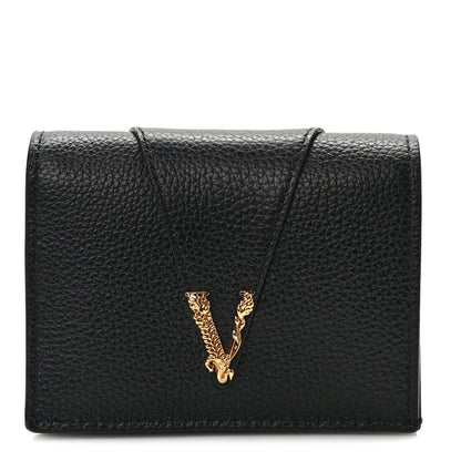 Versace Grained Calfskin Virtus Bifold Wallet Black 1 of 8