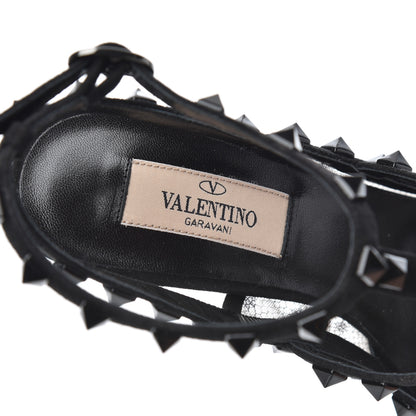 Valentino Garavani Mesh Point d'Esprit Suede Rockstud Ankle Strap 100mm Pumps 35.5 Black 6 of 12