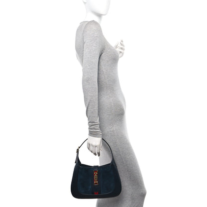 Gucci Suede Boarded Dyana Lux Calfskin Suede Small Jackie 1961 Hobo Navy 2 of 10