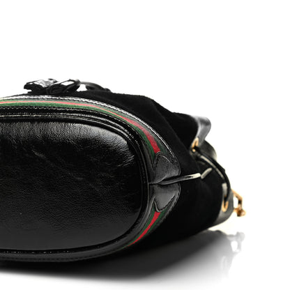 Gucci Suede Patent Web Small Ophidia Bucket Bag Black 9 of 9