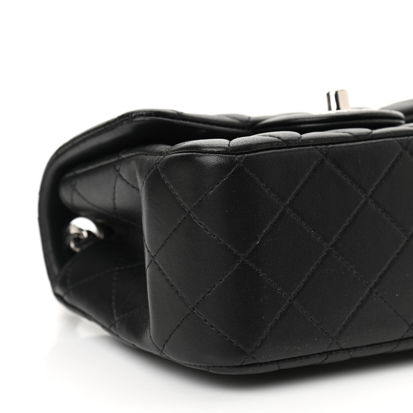 Lambskin Quilted Mini Square Flap Black