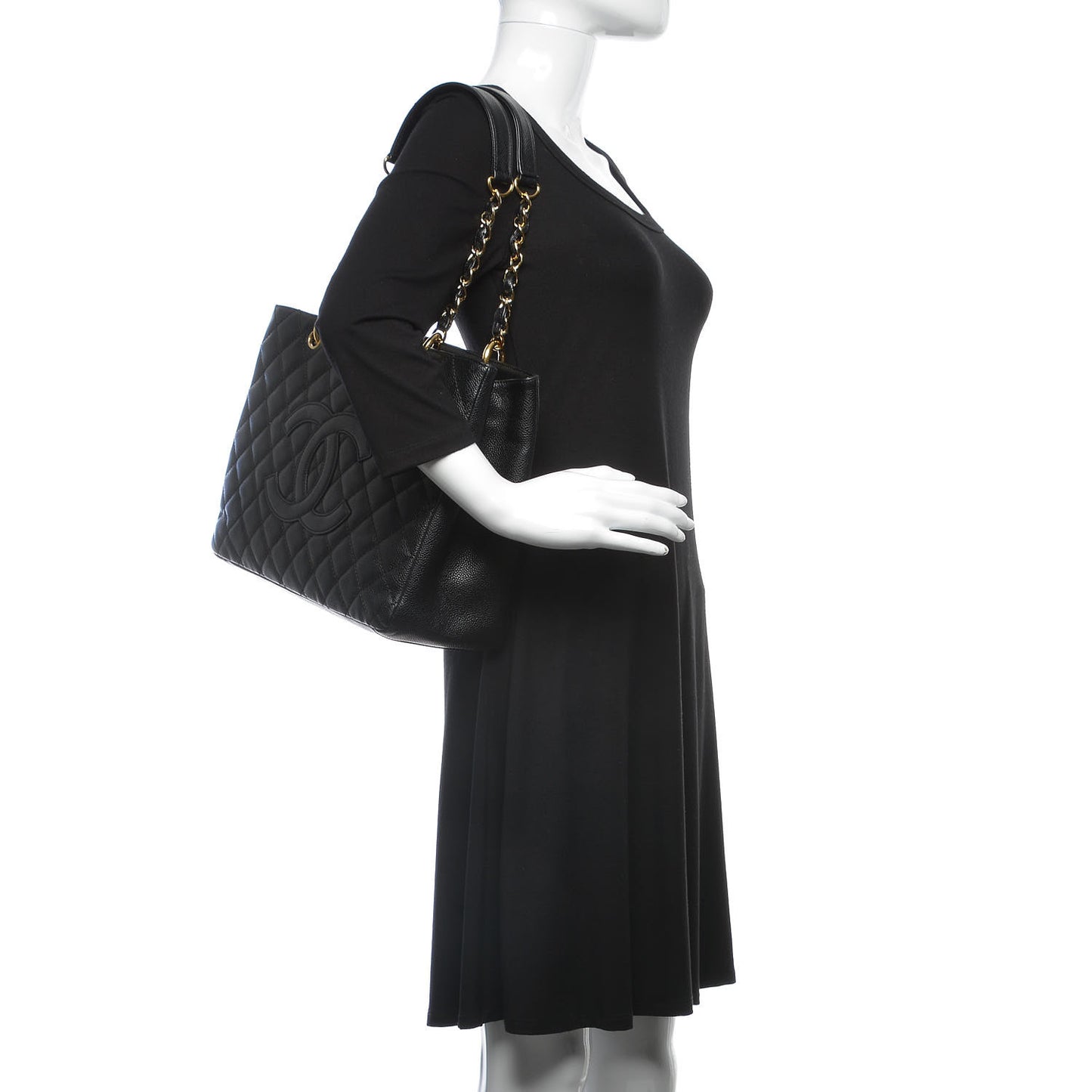 Caviar Quilted Grand Shopping Tote GST Black