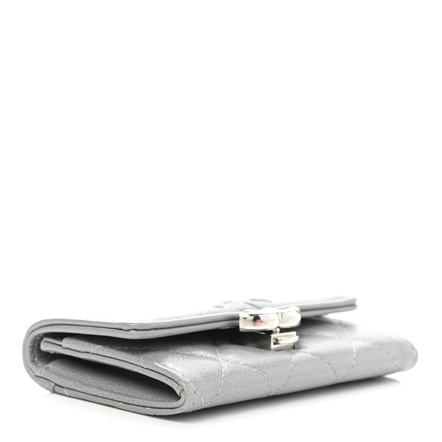 Chanel Grained Calfskin Quilted CC Box Flap Card Holder Grey 4 of 7