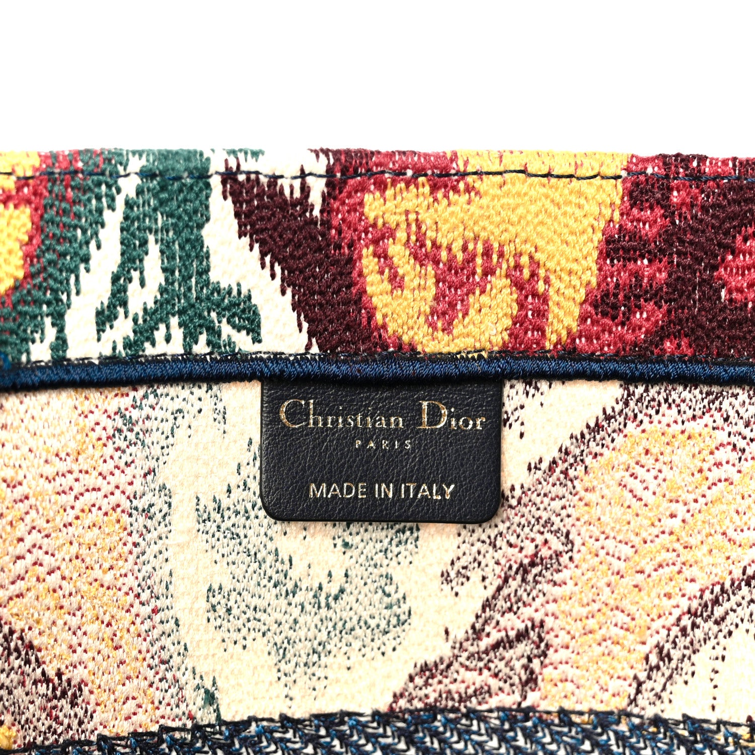 Christian Dior Canvas Embroidered Paisley Medium Book Tote Blue Multicolor 6 of 10