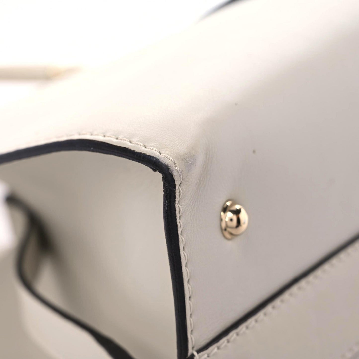 Calfskin Medium Stirrup Top Handle Bag White