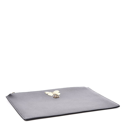 Gucci Pebbled Calfskin Butterfly Zip Pouch Black 4 of 8