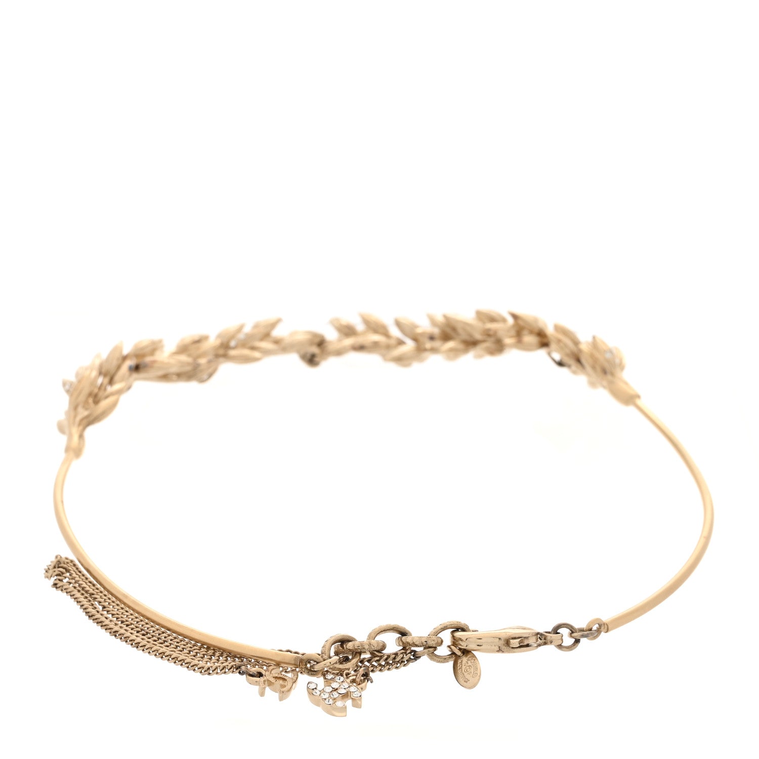Chanel Crystal CC Sheath of Wheat Choker Necklace Gold 3 of 6