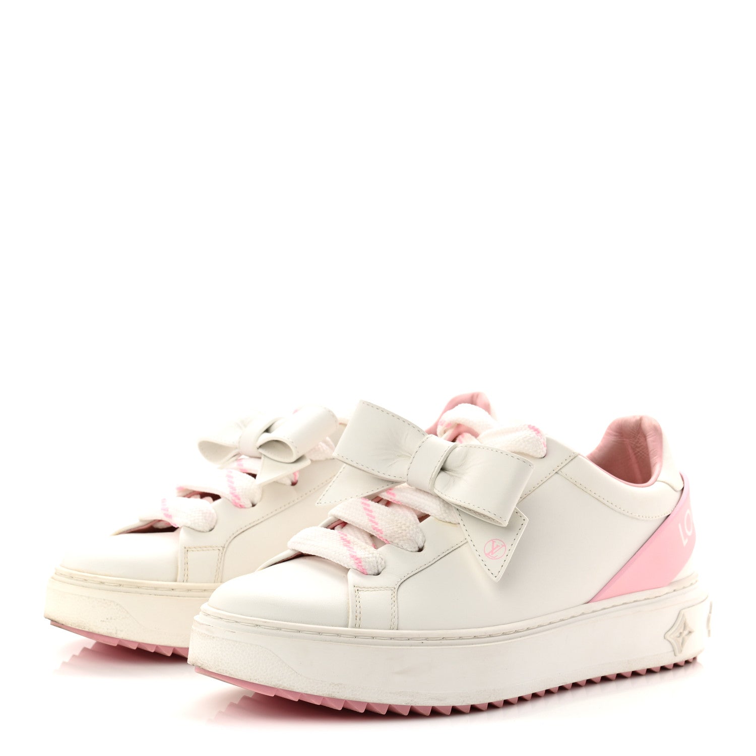 Louis Vuitton Time Out Bow Sneakers 37.5 White Pink 4 of 10