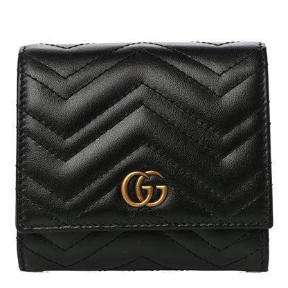 Gucci Calfskin Matelasse GG Marmont Medium Wallet Black 1 of 9