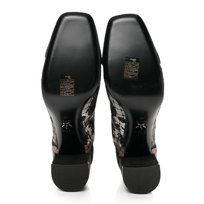 Christian Dior Suede Transparent Mesh Embroidered Roses Naughtily-D Heeled Lace Up Ankle Boots 39 Black 5 of 10