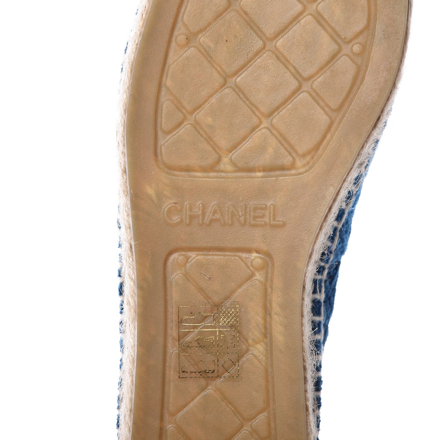 Velvet Grosgrain Quilted Camellia CC Espadrilles 35 Navy Black