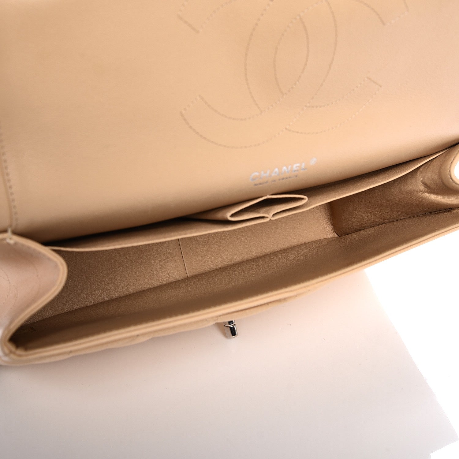 Chanel Lambskin Quilted Jumbo Double Flap Beige 9 of 14