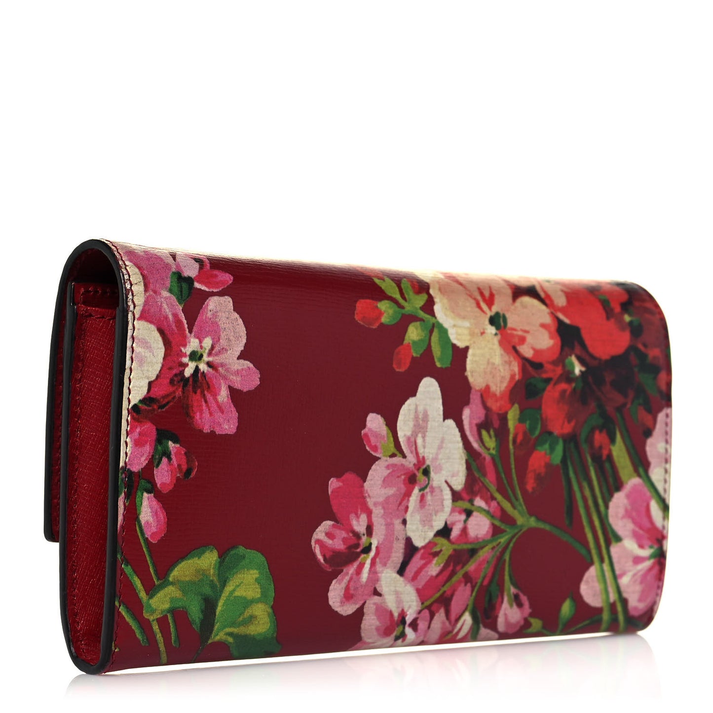 Calfskin Blooms Print Continental Wallet Romantic Cherry Multicolor