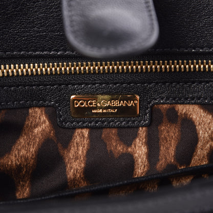 Dolce & Gabbana Calfskin Lace Large Miss Sicily Satchel Black 7 of 9