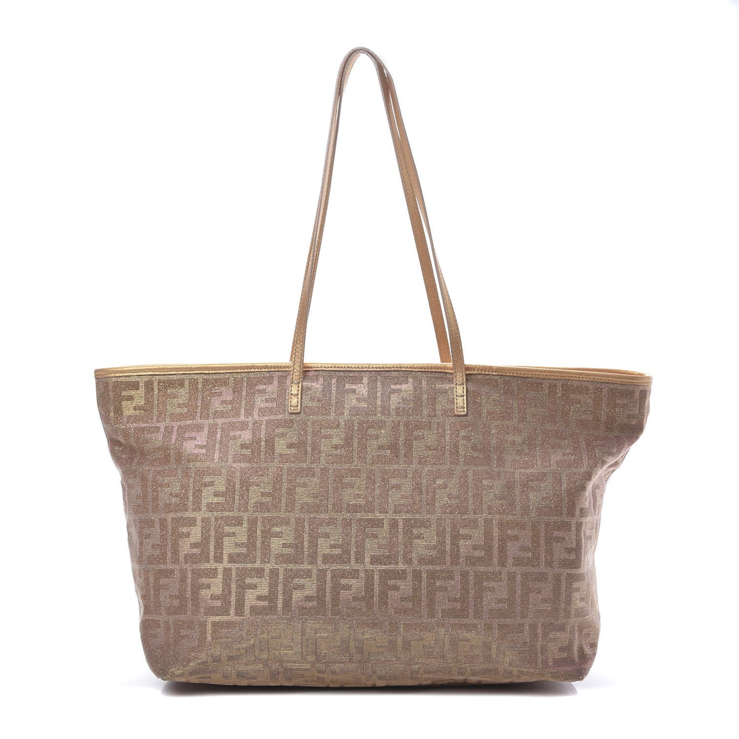 Metallic Lurex Zucca Roll Shopping Tote Arancio
