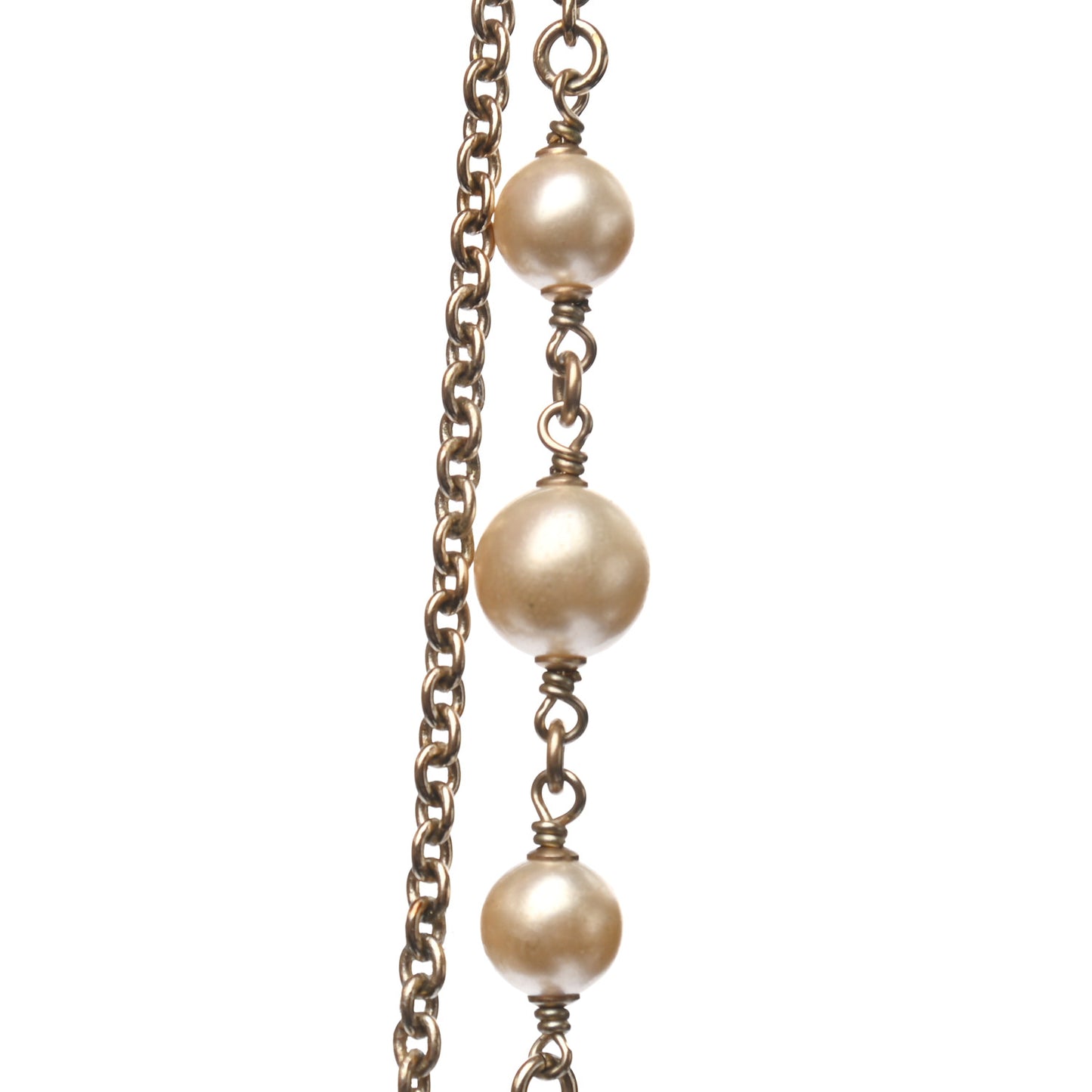 Crystal Pearl Pearls Coronation CC Layered Necklace Gold